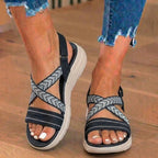 Orthopädische Stricksandalen - Chevron-Muster-Riemen und Mehrriemen-Stützsystem