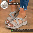 Orthopädische Stricksandalen - Chevron-Muster-Riemen und Mehrriemen-Stützsystem