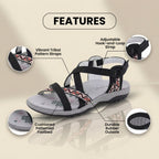 Orthopädische Textil-Sandalen - bohemisches Riemen-Design und geometrische Trim-Details
