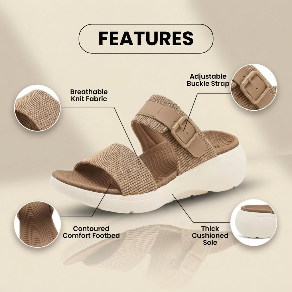 Orthopädische Canvas-Sandalen - Doppelriemen-Schnallen-Design und konturiertes Fußbett