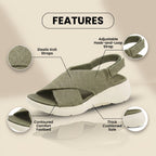 Orthopädische Strickstoff-Sandalen - Überkreuzriemen-Design und Plateau-Sohle mit Polsterung