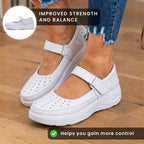 Orthopädische Leder-Mary-Jane-Schuhe - verstellbarer Riemenverschluss und Plateau-Komfortsohle