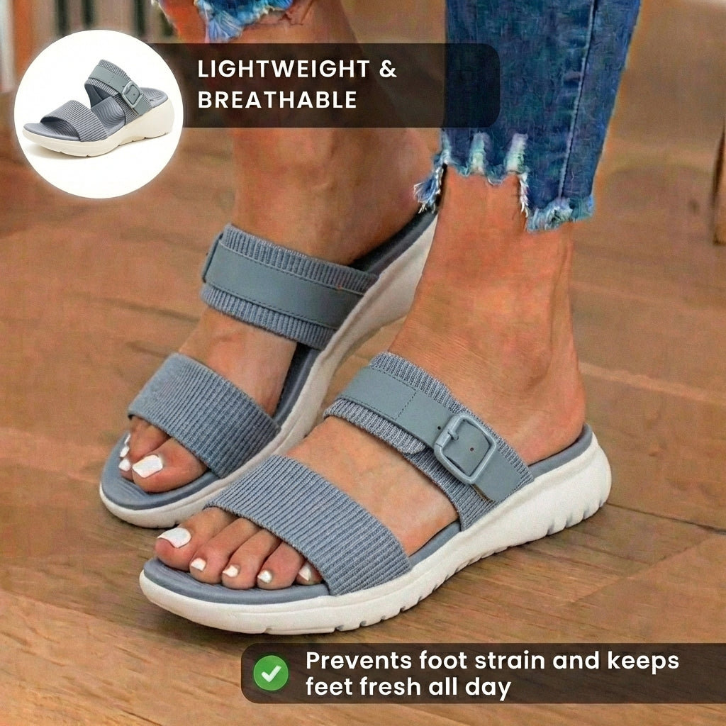 Orthopädische Canvas-Sandalen - Doppelriemen-Schnallen-Design und konturiertes Fußbett