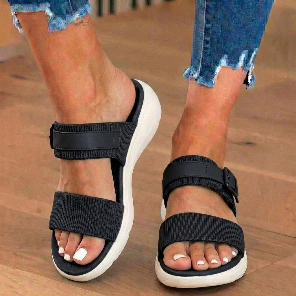Orthopädische Canvas-Sandalen - Doppelriemen-Schnallen-Design und konturiertes Fußbett