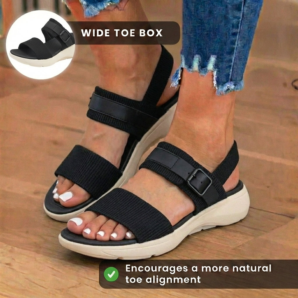 Orthopädische Canvas-Sandalen - Doppelriemen-Schnallen-Design und konturiertes Fußbett