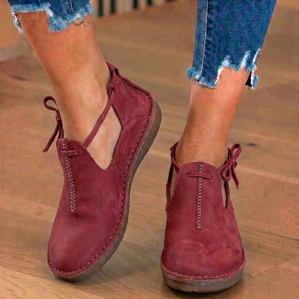 Orthopädische Leder-Schnürstiefel - Fußgewölbe-Stütze Flats