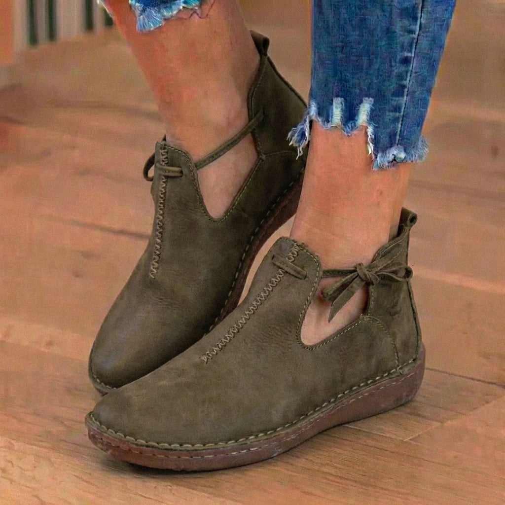 Orthopädische Leder-Schnürstiefel - Fußgewölbe-Stütze Flats