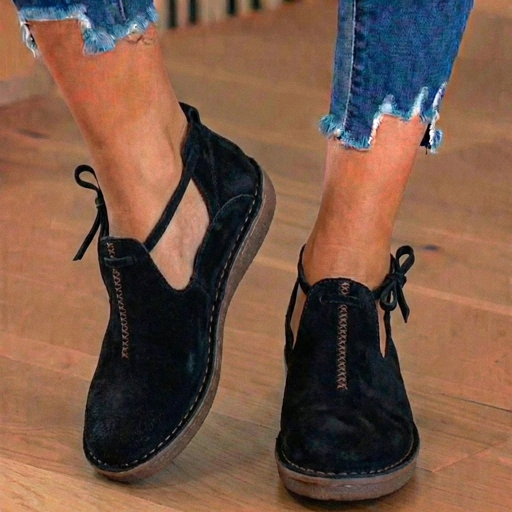 Orthopädische Leder-Schnürstiefel - Fußgewölbe-Stütze Flats