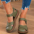 Orthopädische Leder-Komfort-Sandalen mit Kreuzriemen - Gepolsterte offene Zehe