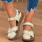 Orthopädische Leder-Komfort-Sandalen mit Kreuzriemen - Gepolsterte offene Zehe