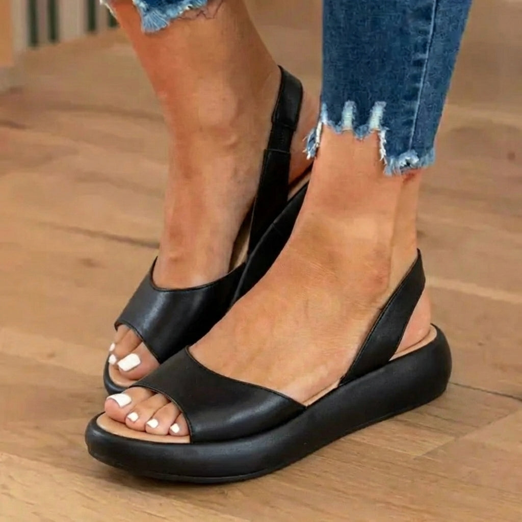 Orthopädische Leder-Plateausandalen - Slingback-Spitzenschuh