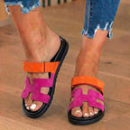 Orthopädische Leder-H-Träger-Slide-Sandalen - Verstellbarer Schnallenverschluss
