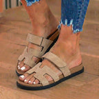 Orthopädische Leder-H-Träger-Slide-Sandalen - Verstellbarer Schnallenverschluss