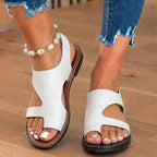 Orthopädische Leder-Ausschnitt-Slide-Sandalen - Asymmetrisches offenes Zehen-Design