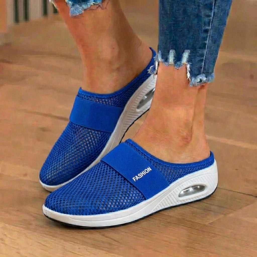 Orthopädische Mesh-Luftkissen-Slip-On-Mules - Atmungsaktive Rocker-Sohle