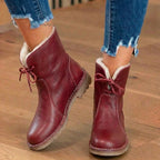 Orthopädische Leder-Sherpa-gefütterte Knöchel-Stiefel - Schnür-Winterdesign