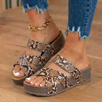 Orthopädische Leder-geflochtene Platform-Wedges - Crossover-Riemen-Design
