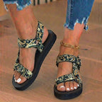 Orthopädische Tribal-Print-Platform-Sandalen - Verstellbare Binderiemen
