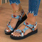 Orthopädische Tribal-Print-Platform-Sandalen - Verstellbare Binderiemen