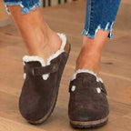 Orthopädische Wildleder-Sherpa-gefütterte Clogs - Schnallengurt-Verschluss