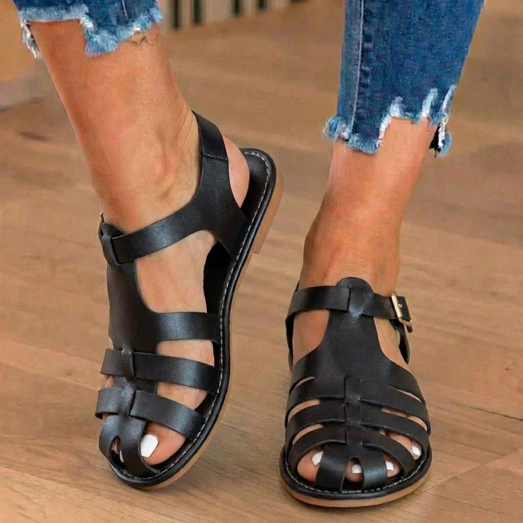 Orthopädische Leder-Fischersandalen - Multi-Riemen-Schnallenverschluss