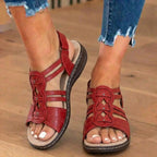 Orthopädische Leder-Gladiator-Slide-Sandalen - Keltischer Knoten & verziertes Design