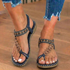 Orthopädische Leder-Perlen-Zehen-Ring-Sandalen - Blumenverzierung & handgenähtes Detail