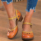 Orthopädische Leder-Farbblock-Mary-Janes - Ausschnittmuster & Doppelschnalle