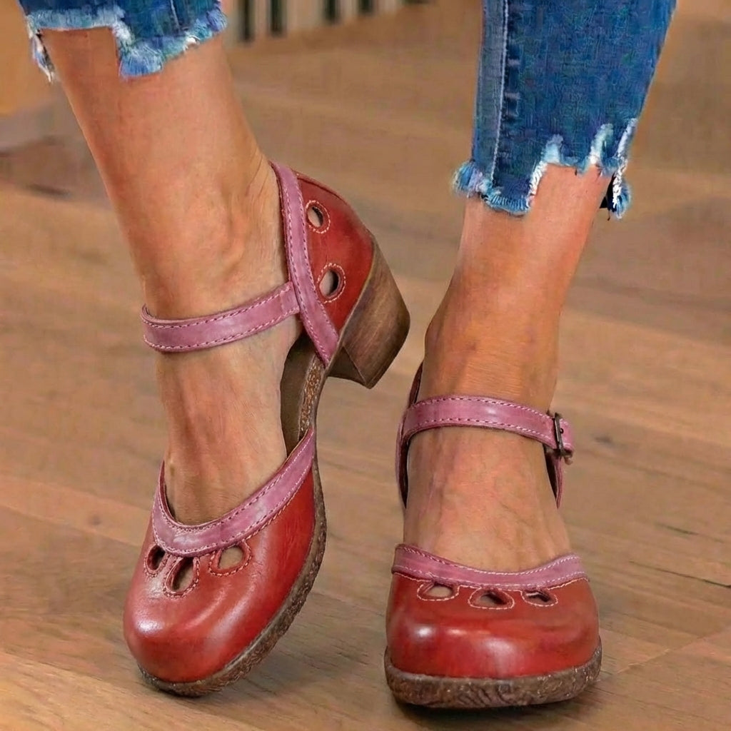 Orthopädische Leder-Farbblock-Mary-Janes - Ausschnittmuster & Doppelschnalle