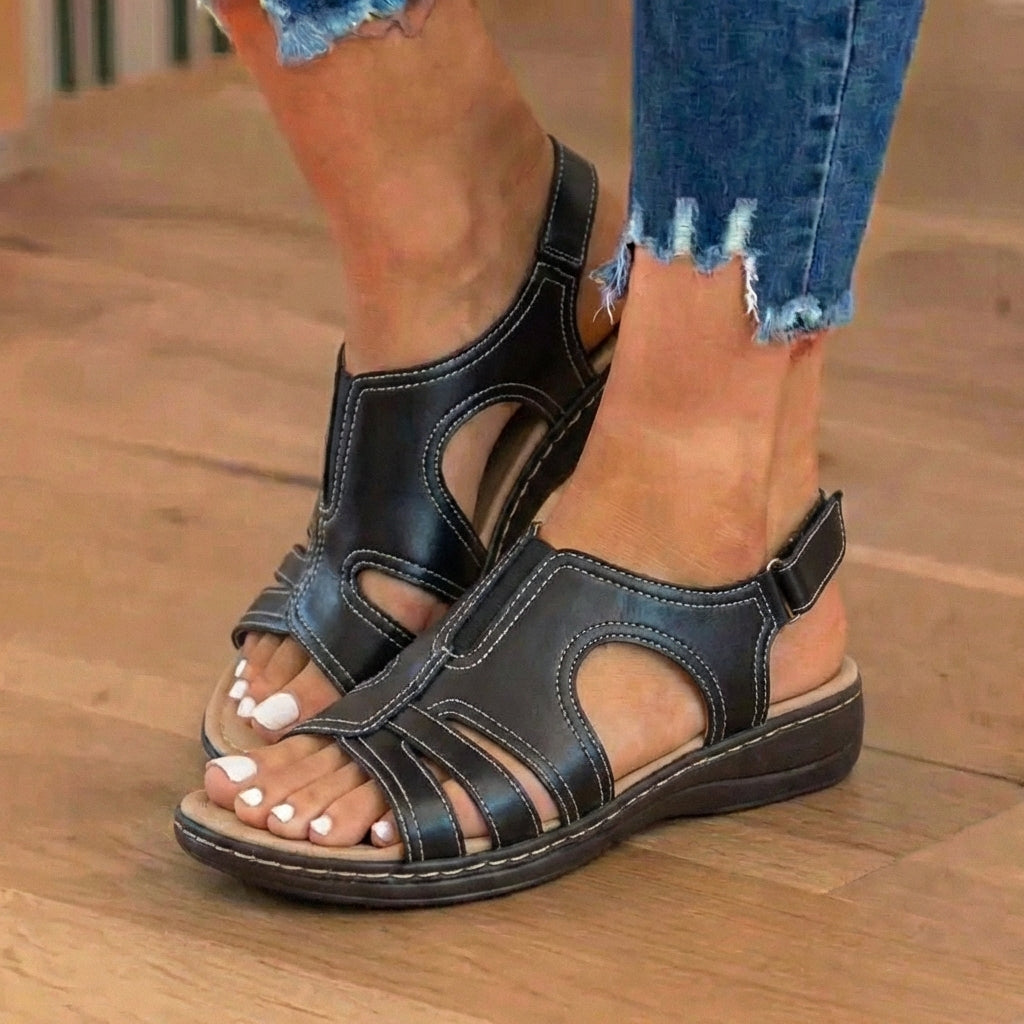 Orthopädische Leder-Welle-Ausschnitt-Sandalen - Gekrümmtes Konturdesign