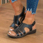 Orthopädische Leder-Welle-Ausschnitt-Sandalen - Gekrümmtes Konturdesign