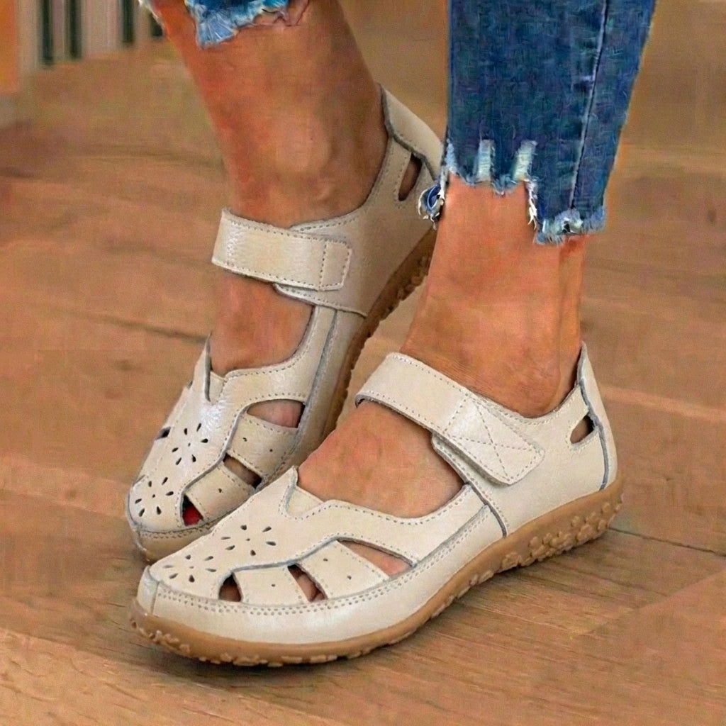 Orthopädische Leder-Mary-Jane-Sandalen - Perforiertes Design & rutschfeste Sohle