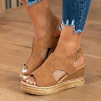 Orthopädische Plateau-Keilsandalen - Espadrille-Rand & Schnallenverschluss