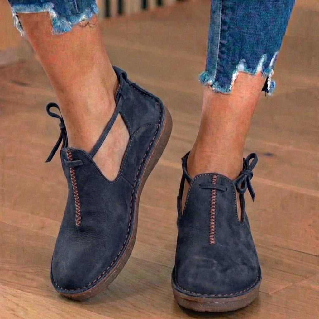 Orthopädische Leder-Schnürstiefel - Fußgewölbe-Stütze Flats