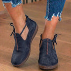 Orthopädische Leder-Schnürstiefel - Fußgewölbe-Stütze Flats