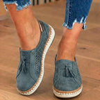 Orthopädische Leder-Slip-On-Sneaker - Quaste & perforiertes Detail
