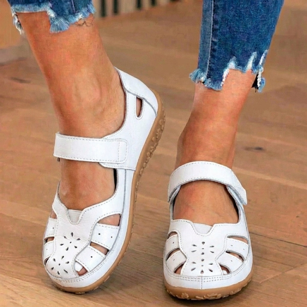 Orthopädische Leder-Mary-Jane-Sandalen - Perforiertes Design & rutschfeste Sohle