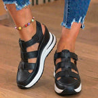 Orthopädische Leder-Plattform-Sneaker-Sandalen - Käfig-Ausschnitt-Design