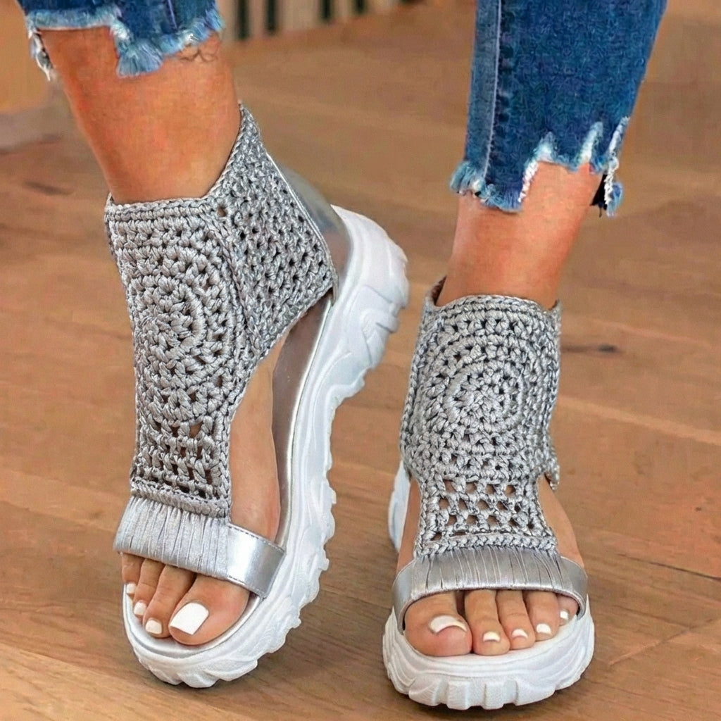 Orthopädische Sport-Sandalen - Metallischer Knöchelwickel & wuchtige Sohle
