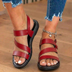 Orthopädische Leder-Multi-Riemen-Sandalen - Dreifacher Schnallenverschluss