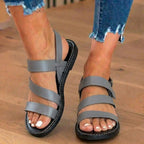 Orthopädische Leder-Multi-Riemen-Sandalen - Dreifacher Schnallenverschluss