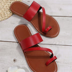 Orthopädische Leder-Ausschnitt-Slide-Sandalen - Asymmetrisches offenes Zehen-Design