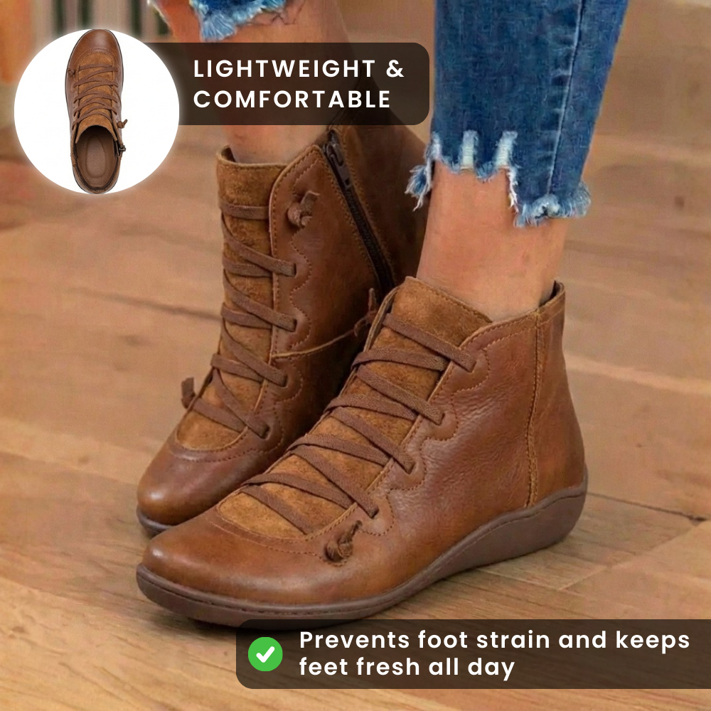 Orthopädische Leder-Schnürstiefel - Combat-Stil mit Seitlichem Reißverschluss