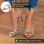 Orthopädische metallische Slingback-Heels - Kristall-Strass-Riemen-Detail