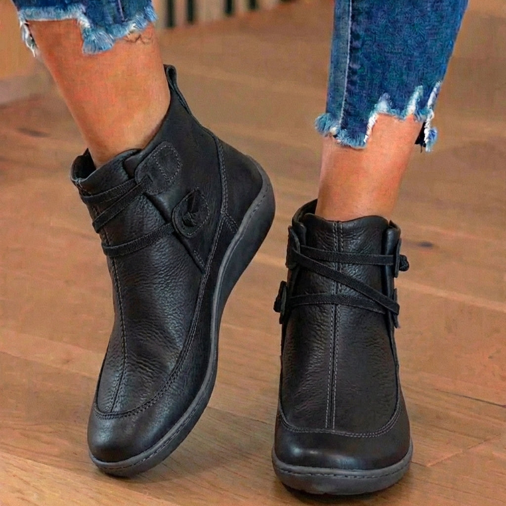 Orthopädische Leder-Schnürstiefel - Combat-Stil mit Seitlichem Reißverschluss