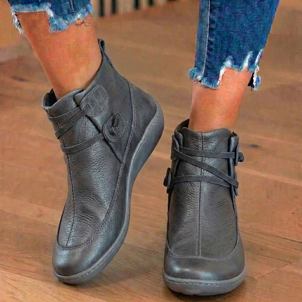 Orthopädische Leder-Schnürstiefel - Combat-Stil mit Seitlichem Reißverschluss