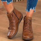 Orthopädische Leder-Schnürstiefel - Combat-Stil mit Seitlichem Reißverschluss
