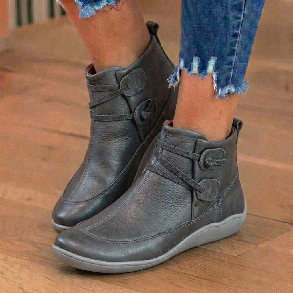 Orthopädische Leder-Schnürstiefel - Combat-Stil mit Seitlichem Reißverschluss