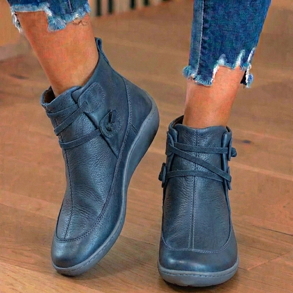 Orthopädische Leder-Schnürstiefel - Combat-Stil mit Seitlichem Reißverschluss