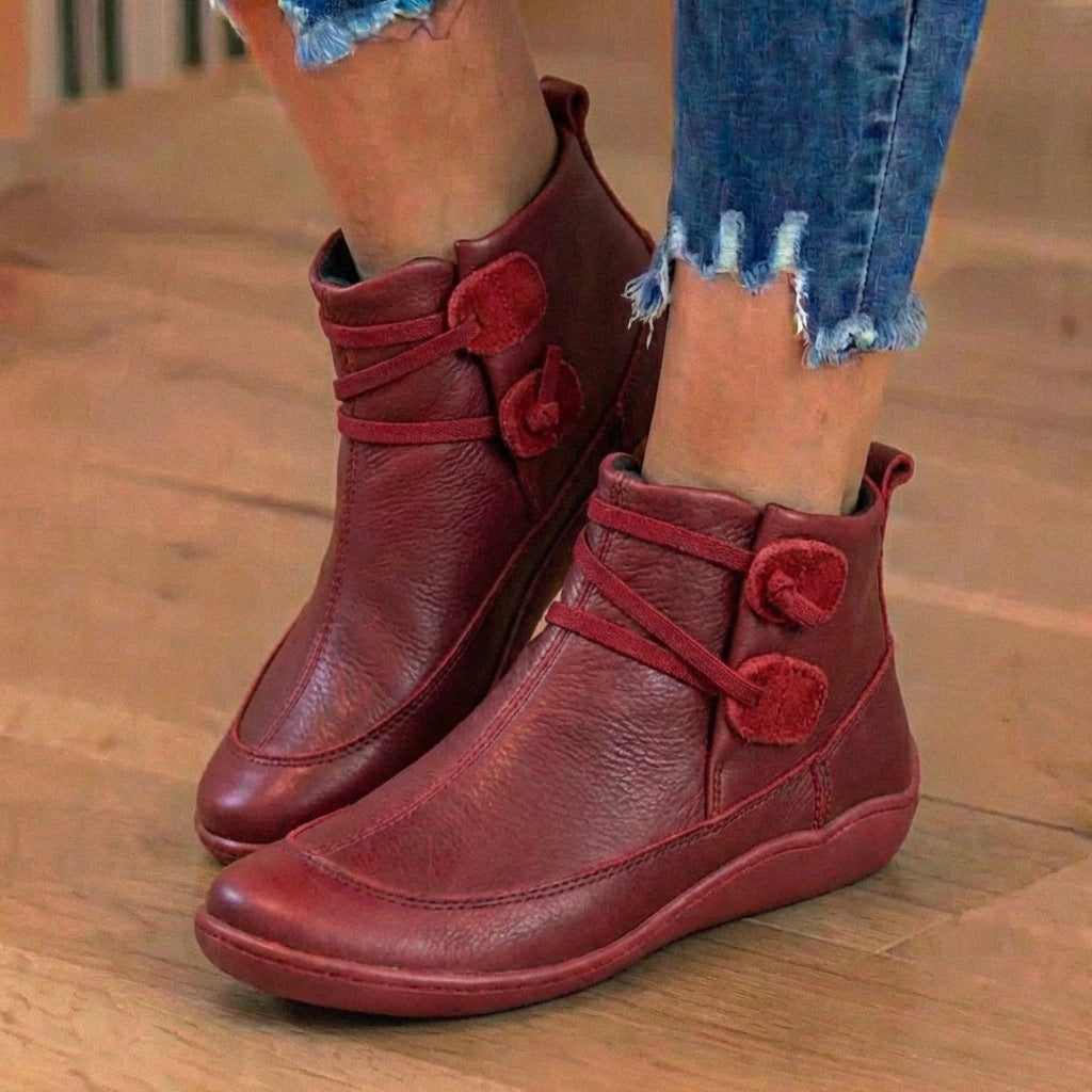 Orthopädische Leder-Schnürstiefel - Combat-Stil mit Seitlichem Reißverschluss